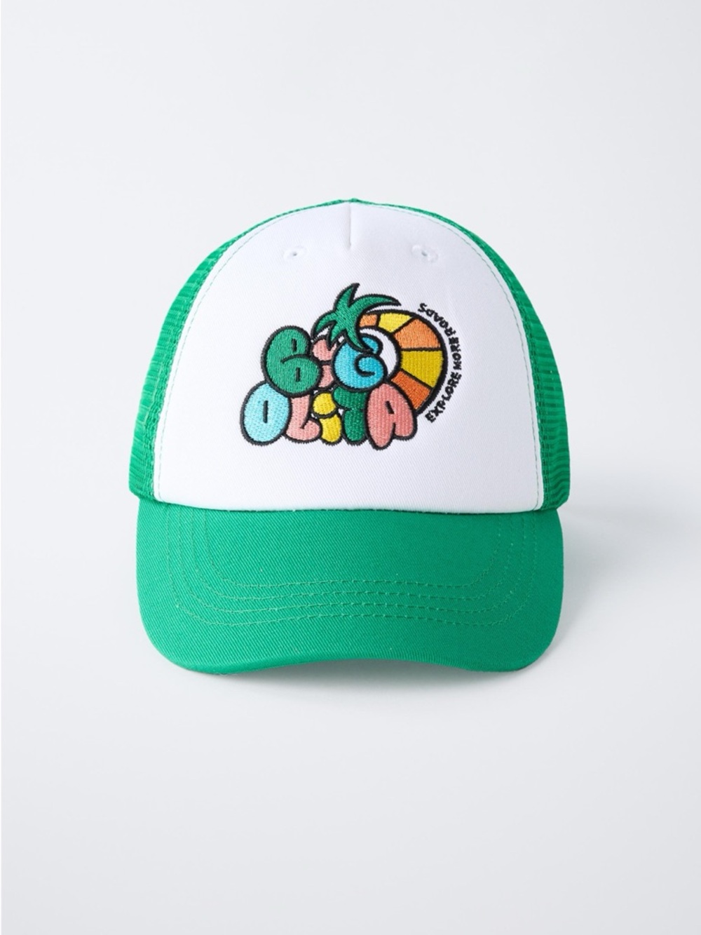 NWT Zara green big olita mesh hat 3-6Y or 6-9Y